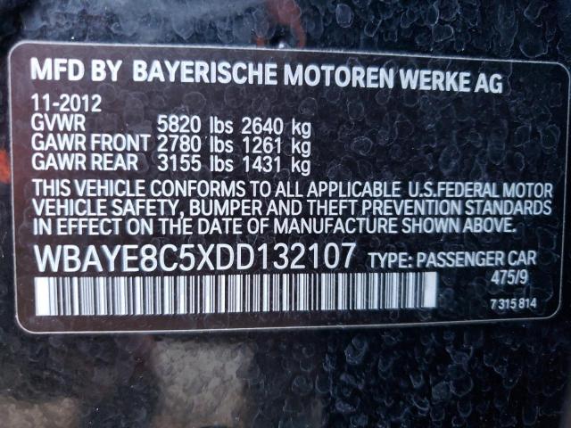 WBAYE8C5XDD132107 - 2013 BMW 7 SERIES BLACK photo 13