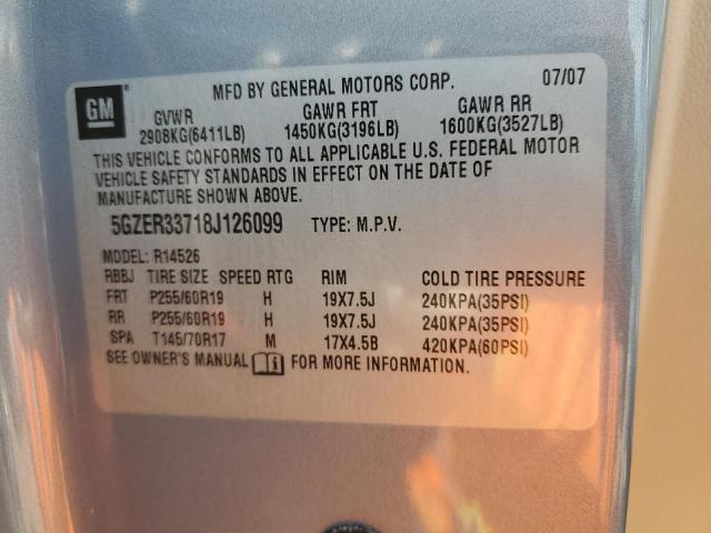 5GZER33718J126099 - 2008 SATURN OUTLOOK XR GRAY photo 13