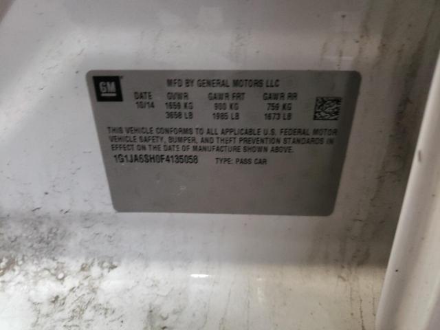 1G1JA6SH0F4135058 - 2015 CHEVROLET SONIC LS WHITE photo 12