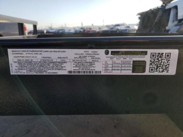 4YMBU1623MN034841 - 2021 UTILITY TRAILER BLACK photo 10