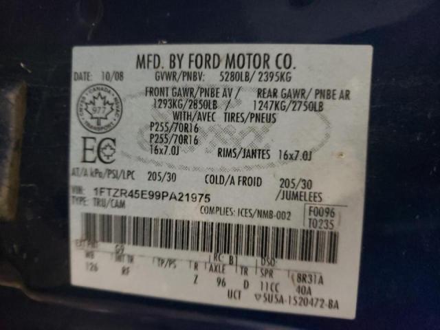 1FTZR45E99PA21975 - 2009 FORD RANGER SUP BLUE photo 10