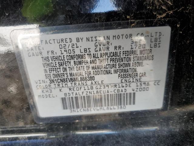 3N1CN8EV6ML866380 - 2021 NISSAN VERSA SV BLACK photo 12