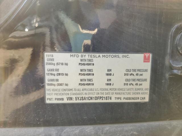 5YJSA1CN1DFP21874 - 2013 TESLA MODEL S Azul foto 12