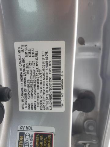 2HKRM3H72CH512090 - 2012 HONDA CR-V EXL SILVER photo 14