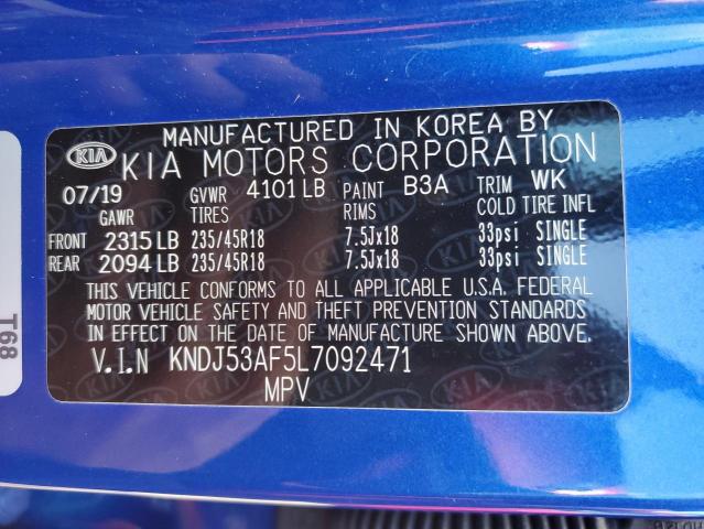 KNDJ53AF5L7092471 - 2020 KIA SOUL GT-LI BLUE photo 13