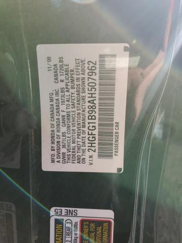 2HGFG1B98AH507962 - 2010 HONDA CIVIC EXL Czarny zdjęcie 12