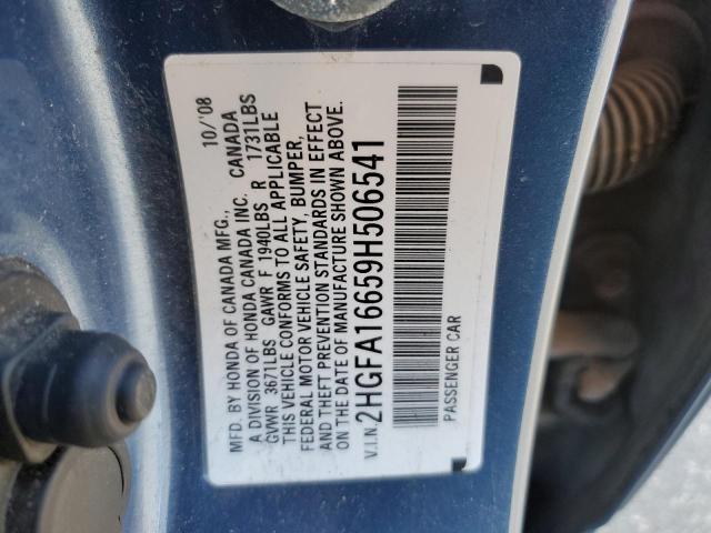 2HGFA16659H506541 - 2009 HONDA CIVIC LX-S BLUE photo 13