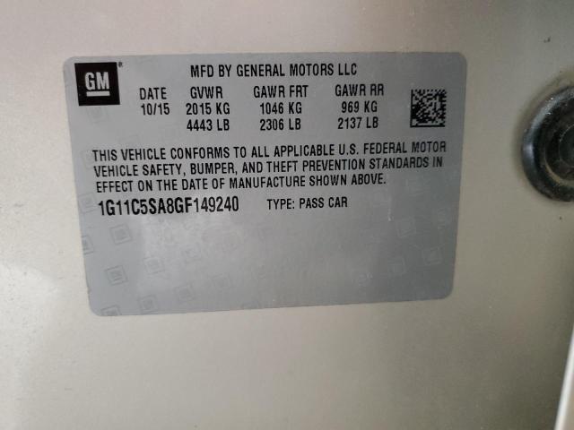 1G11C5SA8GF149240 - 2016 CHEVROLET MALIBU LIM 金色 照片 12