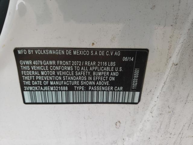 3VW2K7AJ6EM321688 - 2014 VOLKSWAGEN JETTA BASE أبيض صورة 12
