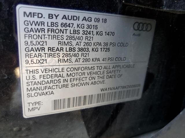 WA1VAAF79KD008035 - 2019 AUDI Q7 PRESTIG BLACK photo 13