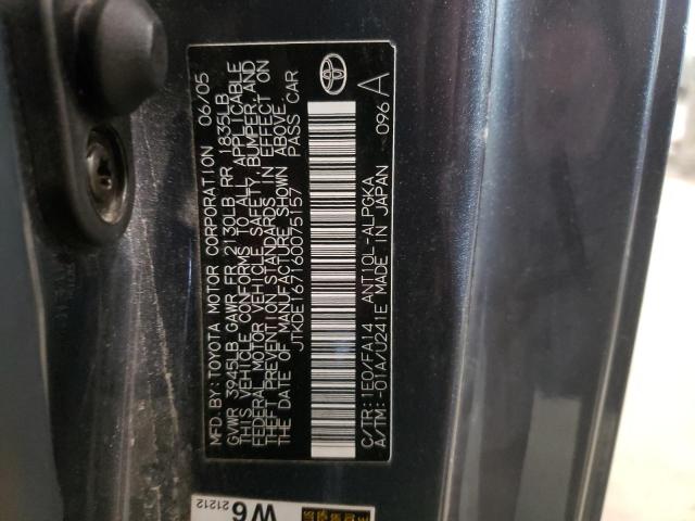 JTKDE167160075157 - 2006 TOYOTA SCION TC GRAY photo 12