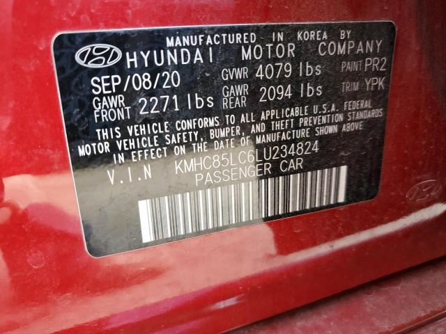 KMHC85LC6LU234824 - 2020 HYUNDAI IONIQ SEL RED photo 13