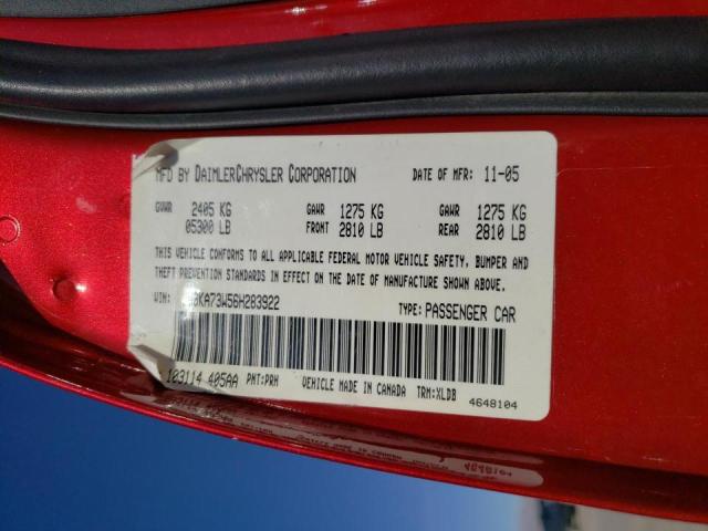 2B3KA73W56H283922 - 2006 DODGE CHARGER SR RED photo 12