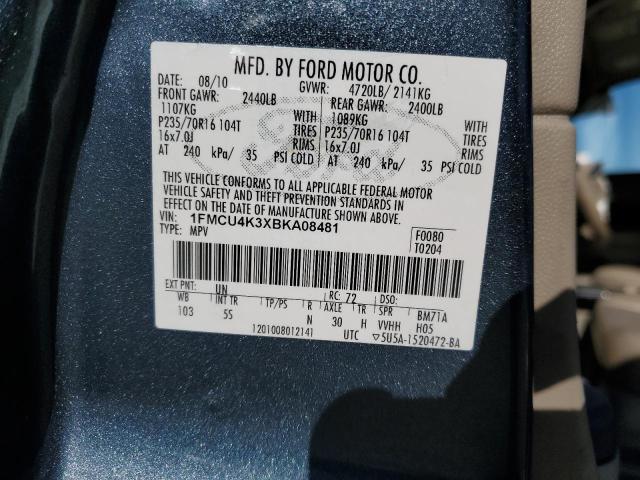 1FMCU4K3XBKA08481 - 2011 FORD ESCAPE HYB BLUE photo 13