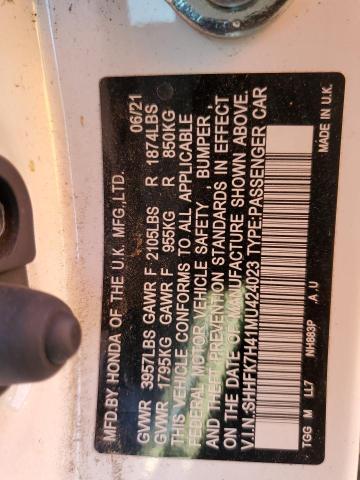 SHHFK7H41MU424023 - 2021 HONDA CIVIC SPOR 白色 照片 12