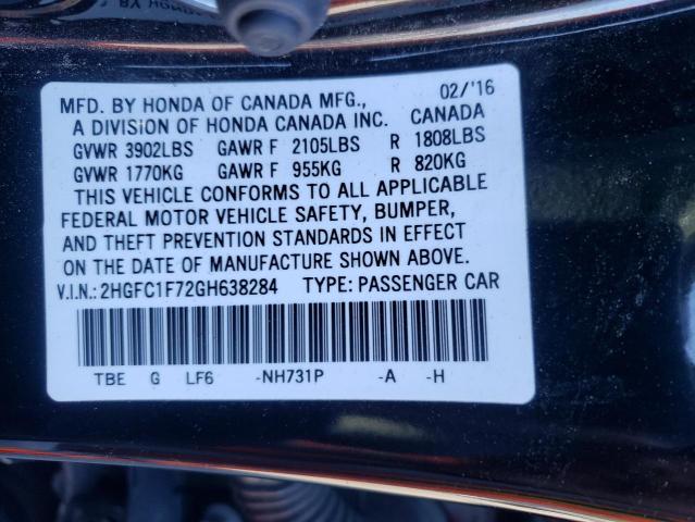 2HGFC1F72GH638284 - 2016 HONDA CIVIC EXL Qara foto 12