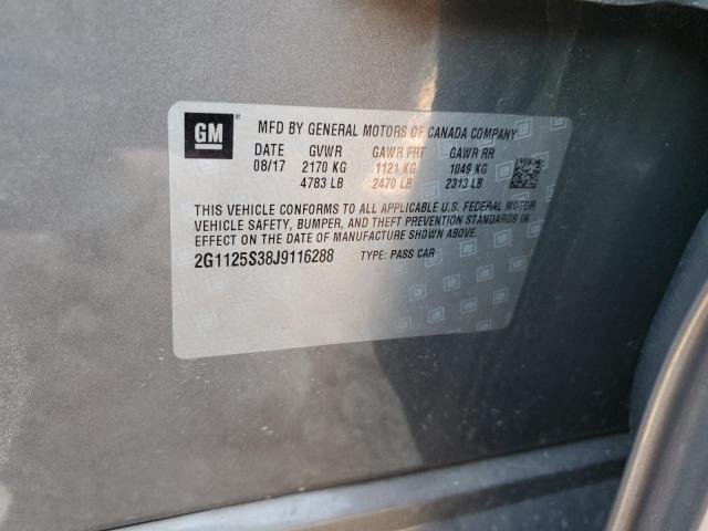 2G1125S38J9116288 - 2018 CHEVROLET IMPALA PRE 灰色 照片 12