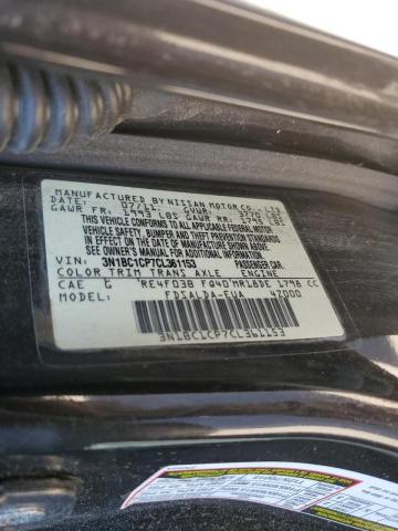 3N1BC1CP7CL361153 - 2012 NISSAN VERSA BLACK photo 12