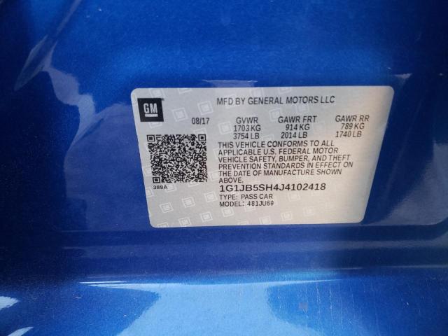 1G1JB5SH4J4102418 - 2018 CHEVROLET SONIC LS BLUE photo 12
