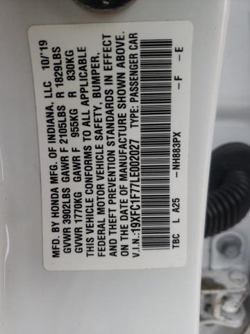 19XFC1F77LE002027 - 2020 HONDA CIVIC EXL Ağ foto 13