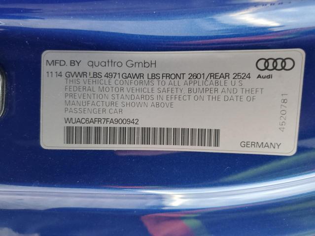 WUAC6AFR7FA900942 - 2015 AUDI RS5 BLUE photo 12