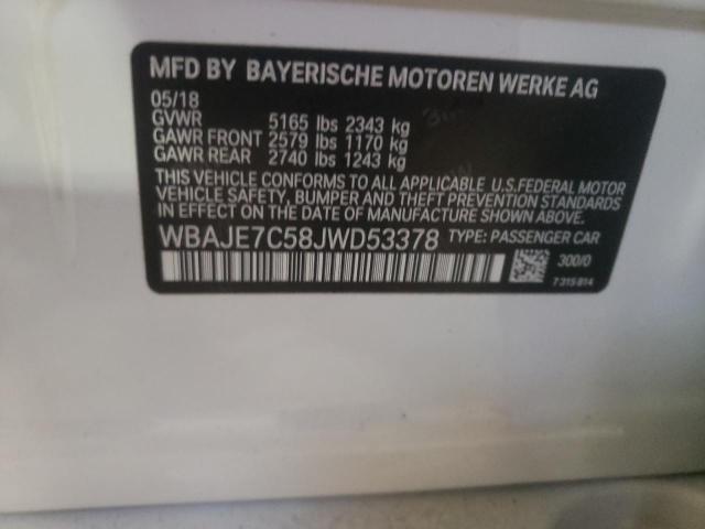 WBAJE7C58JWD53378 - 2018 BMW 540 XI WHITE photo 10