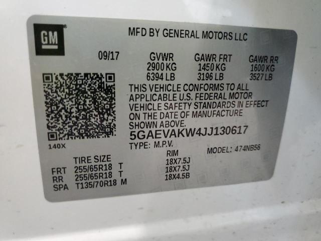 5GAEVAKW4JJ130617 - 2018 BUICK ENCLAVE ES WHITE photo 12