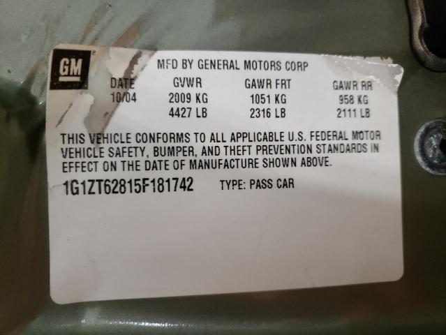 1G1ZT62815F181742 - 2005 CHEVROLET MALIBU MAX 绿色 照片 13