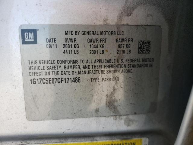 1G1ZC5E07CF171486 - 2012 CHEVROLET MALIBU 1LT 银色 照片 12