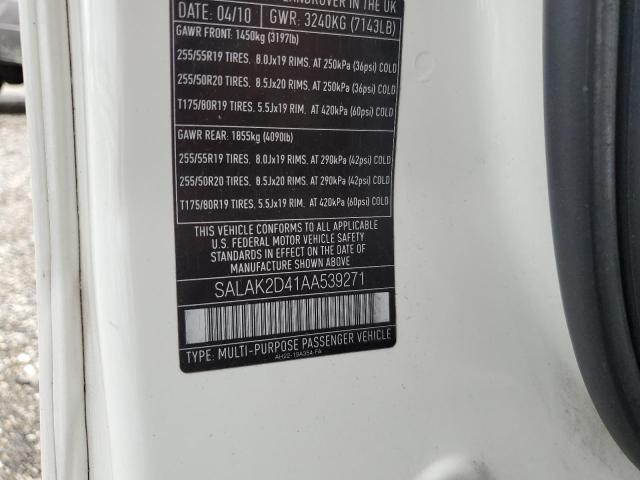 SALAK2D41AA539271 - 2010 LAND ROVER LR4 HSE LU WHITE photo 12