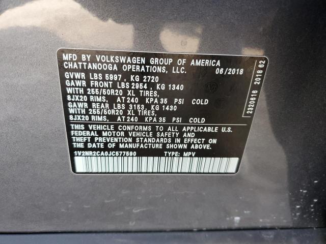 1V2NR2CA0JC577590 - 2018 VOLKSWAGEN ATLAS SEL Boz foto 13