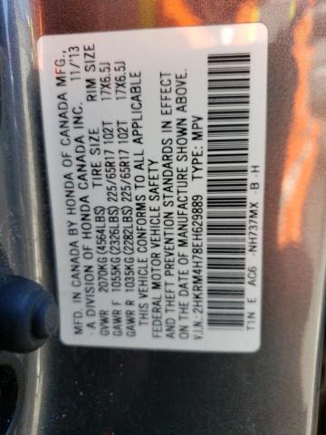 2HKRM4H78EH629889 - 2014 HONDA CR-V EXL GRAY photo 13