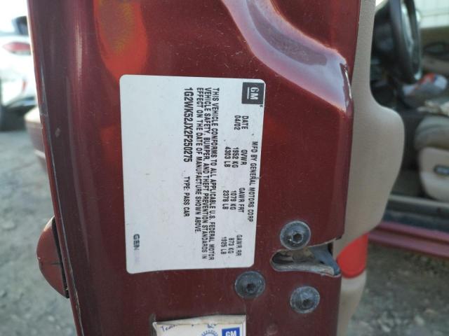1G2WK52JX2F250275 - 2002 PONTIAC GRAND PRIX მუქწითელი ფოტო 12