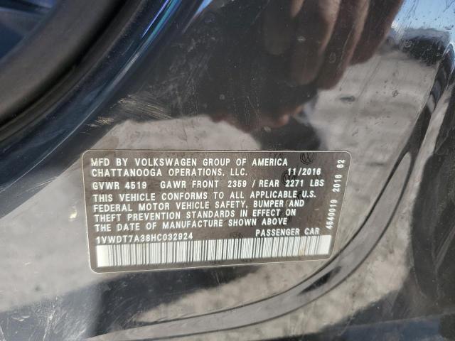 1VWDT7A38HC032924 - 2017 VOLKSWAGEN PASSAT R-L BLUE photo 12