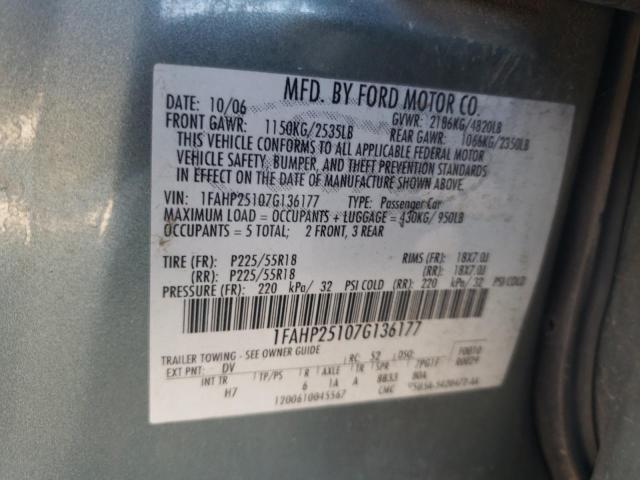 1FAHP25107G136177 - 2007 FORD FIVE HUNDR BLUE photo 12