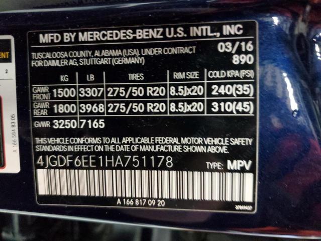 4JGDF6EE1HA751178 - 2017 MERCEDES-BENZ GLS 450 4M BLUE photo 13
