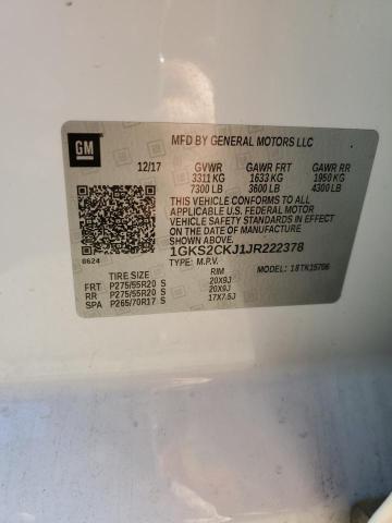 1GKS2CKJ1JR222378 - 2018 GMC YUKON DENA WHITE photo 14