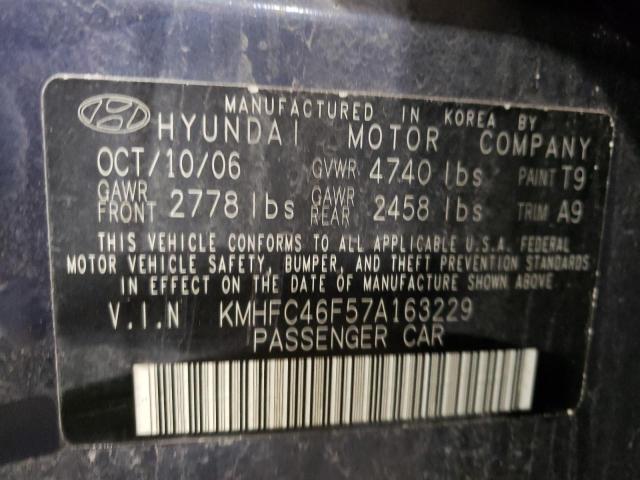 KMHFC46F57A163229 - 2007 HYUNDAI AZERA SE BLUE photo 12