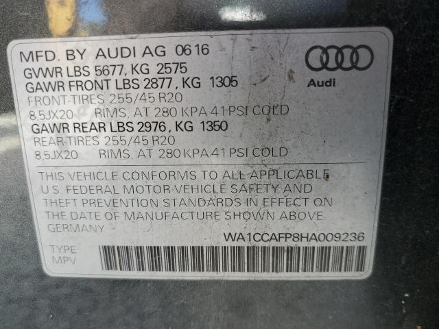 WA1CCAFP8HA****** - 2017 AUDI SQ5 PREMIU GRAY photo 14