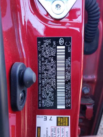 JTDKARFPXJ3092670 - 2018 TOYOTA PRIUS PRIM 红色 照片 12