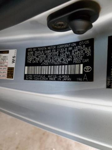 JTKDE177760077963 - 2006 TOYOTA SCION TC ვერცხლისფერი ფოტო 12