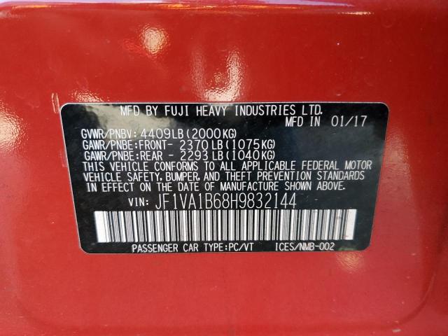 JF1VA1B68H9832144 - 2017 SUBARU WRX RED photo 12