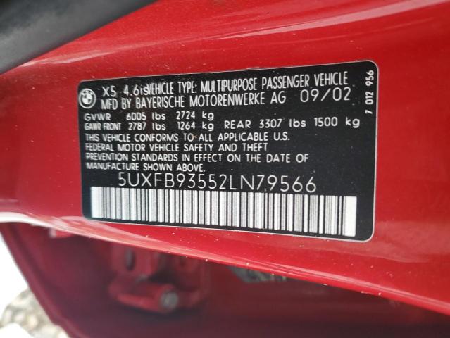 5UXFB93552LN79566 - 2002 BMW X5 4.6IS RED photo 13