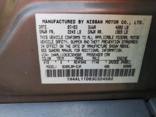 1N4AL11D63C324582 - 2003 NISSAN ALTIMA BAS TAN photo 12