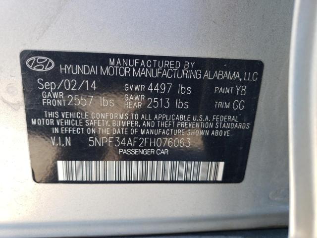 5NPE34AF2FH076063 - 2015 HYUNDAI SONATA SPO SILVER photo 12