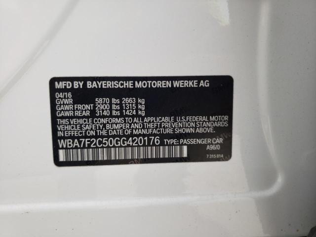 WBA7F2C50GG420176 - 2016 BMW 750 XI WHITE photo 12