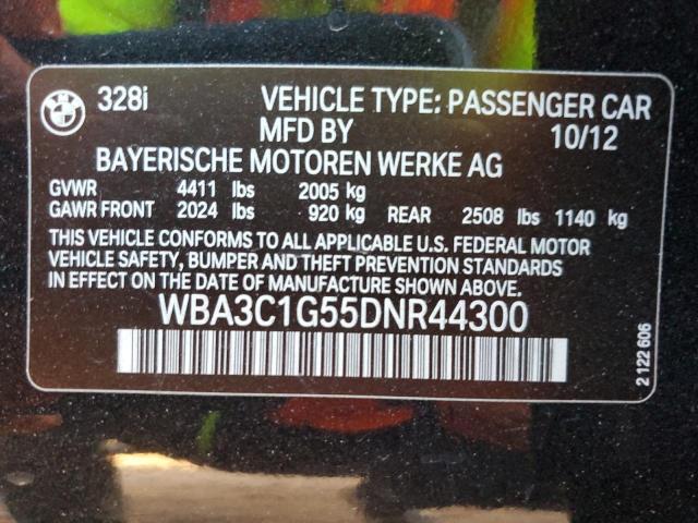 WBA3C1G55DNR44300 - 2013 BMW 328I SULE BLACK photo 12