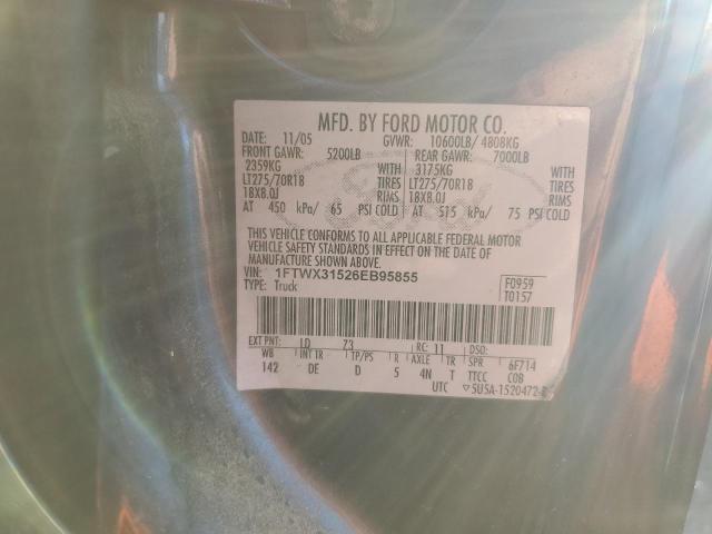 1FTWX31526EB95855 - 2006 FORD F350 SRW S BLUE photo 12