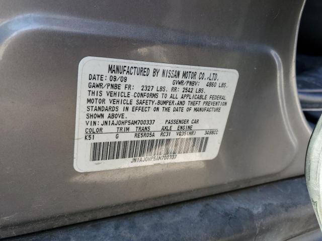 JN1AJ0HP5AM700337 - 2010 INFINITI EX35 BASE Արծաթագույն լուսանկար 12