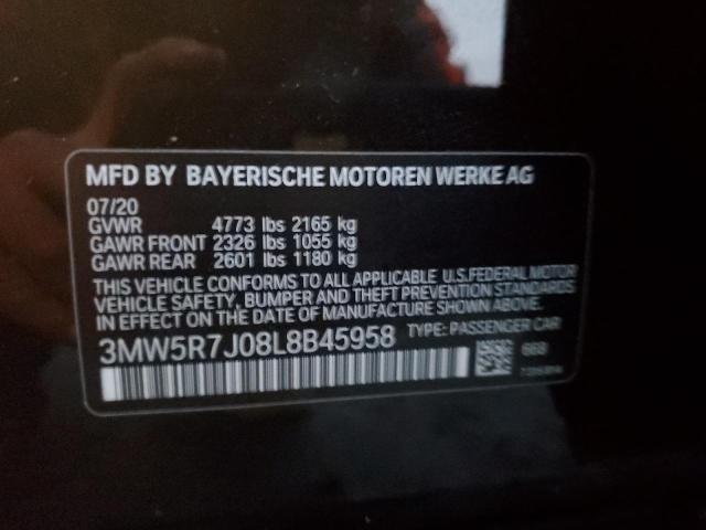 3MW5R7J08L8B45958 - 2020 BMW 330XI BLACK photo 13